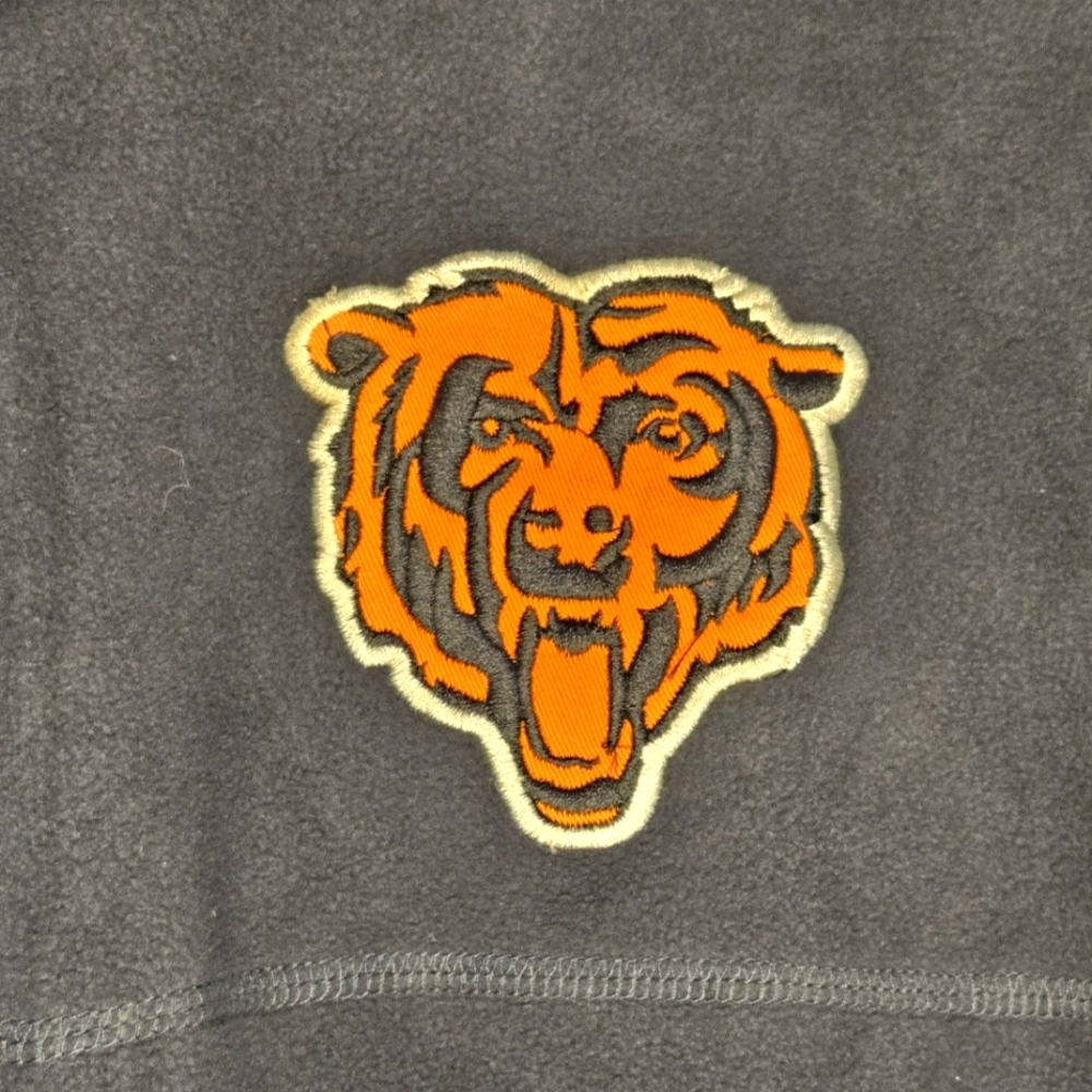 NFL Chicago Bears Navy Blue Fleece Jacket With Plaid Interior Size XL in EUC - Picture 3 of 7